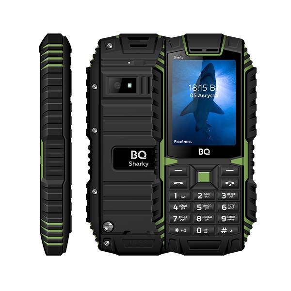 Телефон BQ 2447 Sharky (Черно-зеленый)